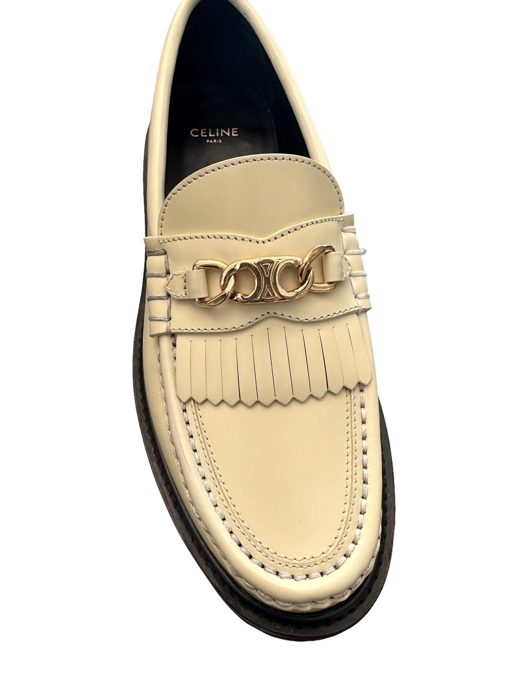Céline Triomphe Margaret Leather Loafers In Excellent Condition In Geneva, CH