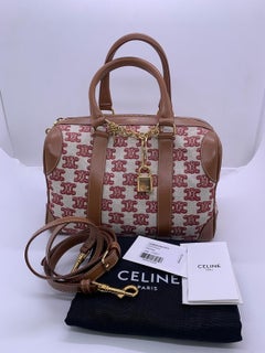 Celine Triomphe Monogram Canvas Embroidered Speedy 25 Boston Bag