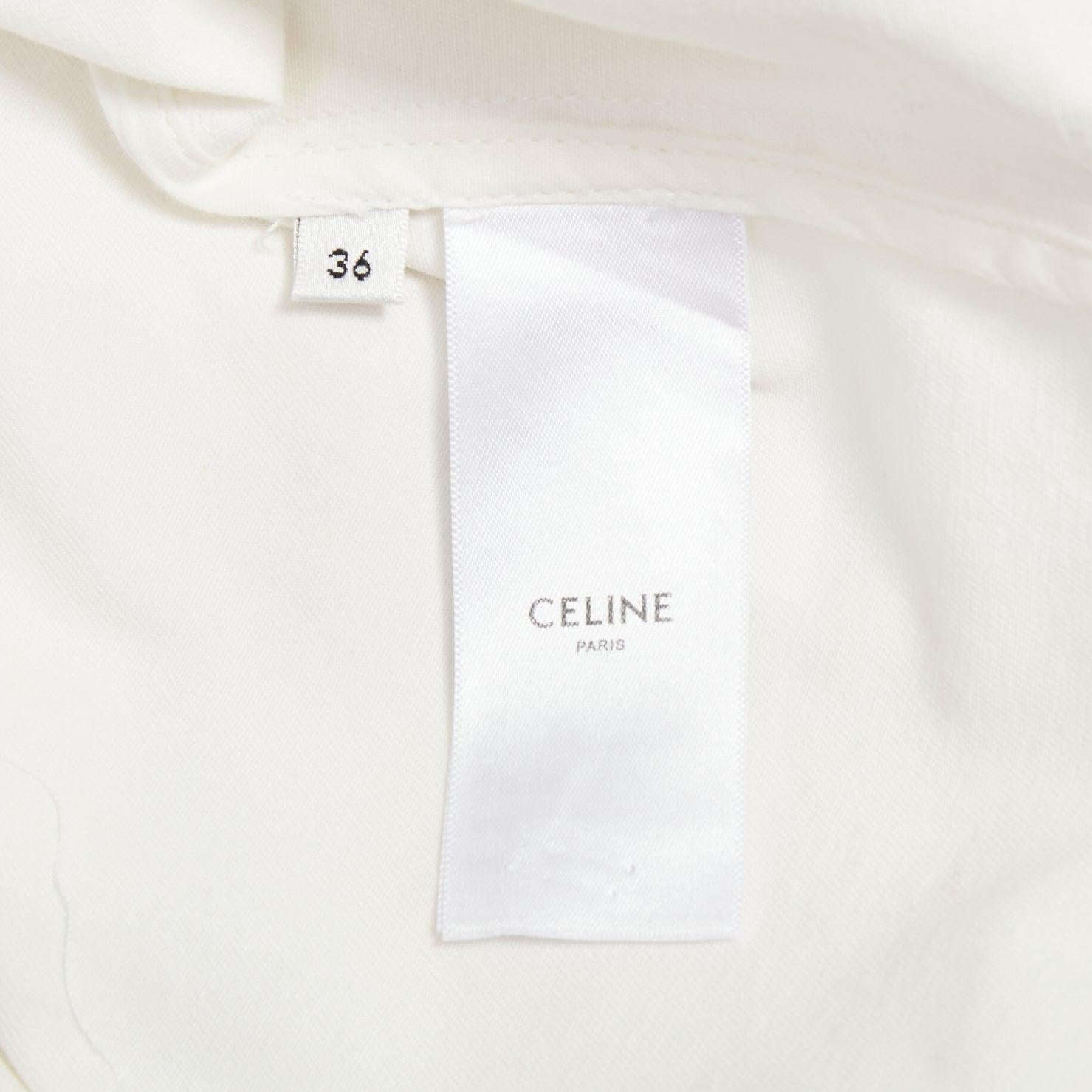 CELINE Triomphe optic white cotton anagram gold button crop popover shirt FR36 S For Sale 4