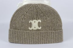 Celine Triomphe Ribbed Cashmere Beanie One Size