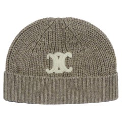 Celine Triomphe Ribbed Cashmere Beanie One Size