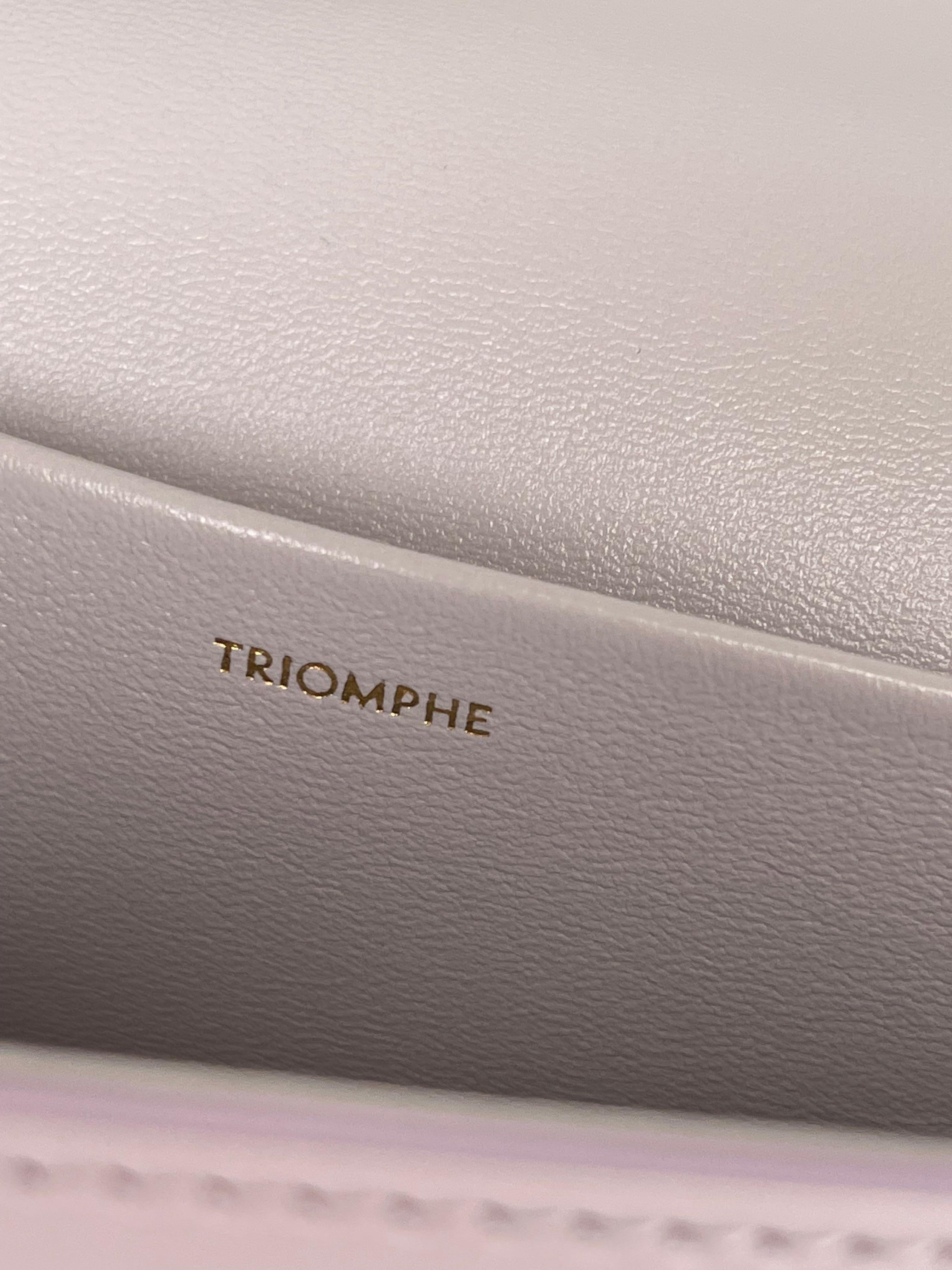  Celine Triomphe Shoulder Bag in Shiny Calfskin Lavender Grey Should Bag Pour femmes 