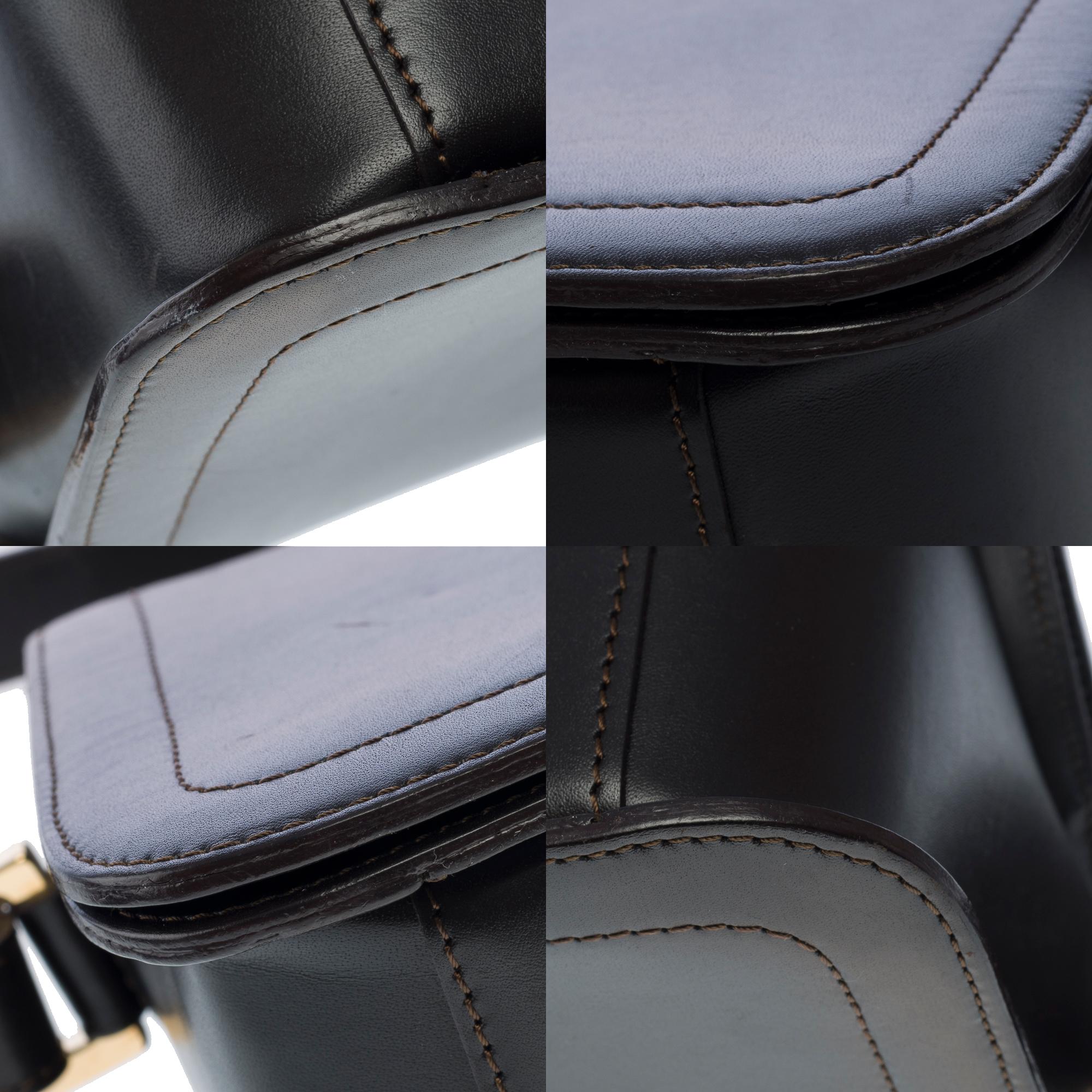 Celine Triomphe shoulder flap bag in black leather, GHW 7