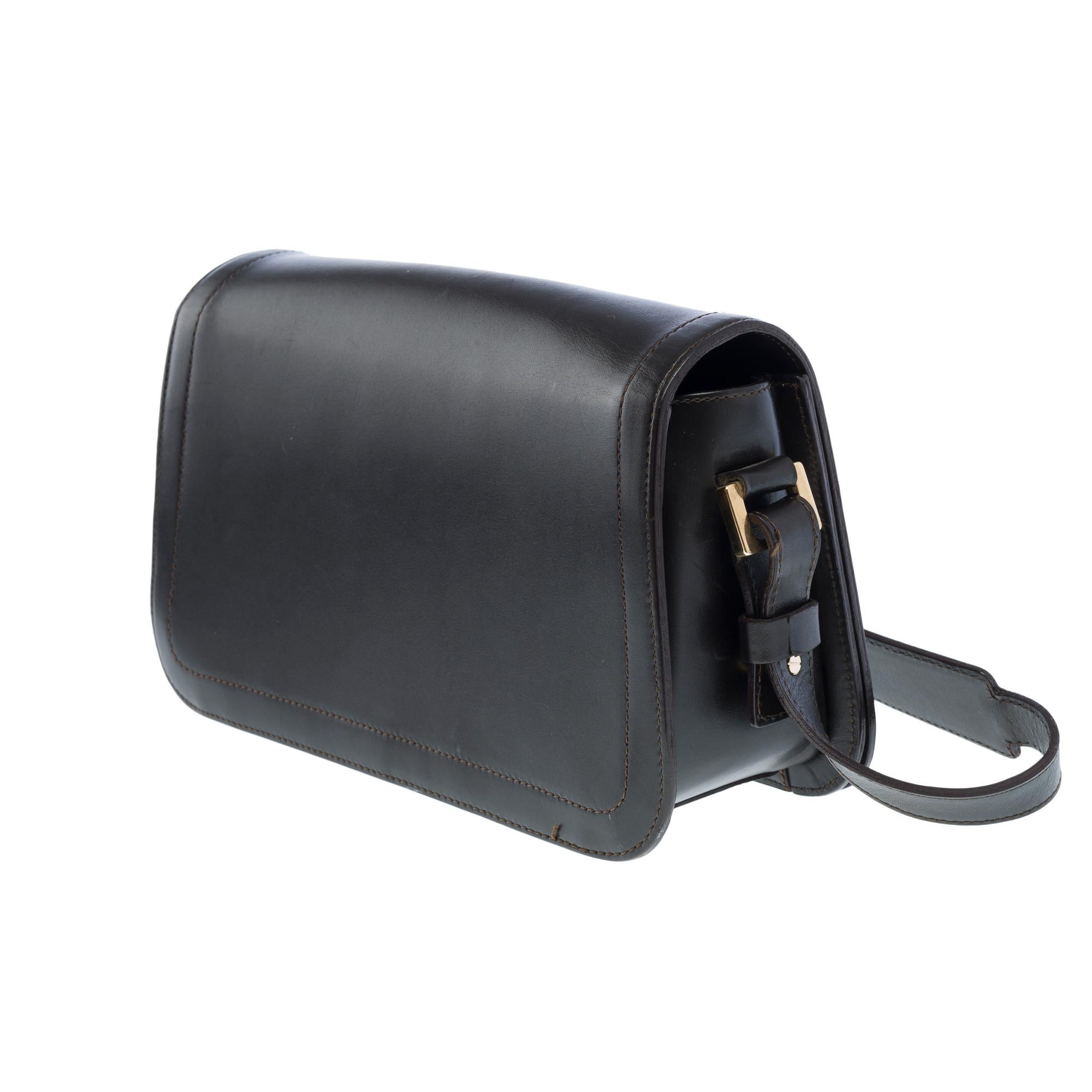 Celine Triomphe shoulder flap bag in black leather, GHW 1