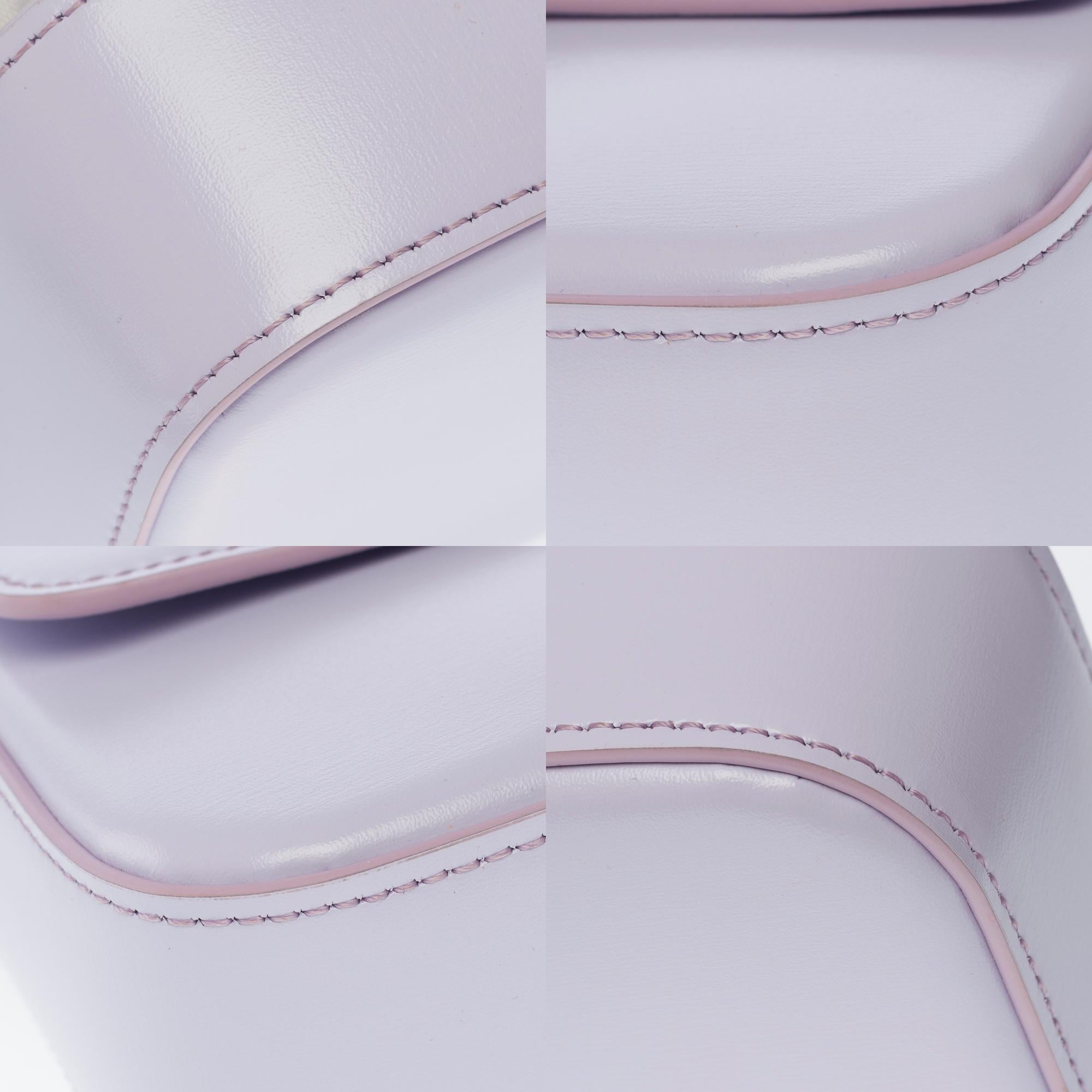 Celine Triomphe shoulder flap bag in satin lilac calf leather, GHW For Sale 7