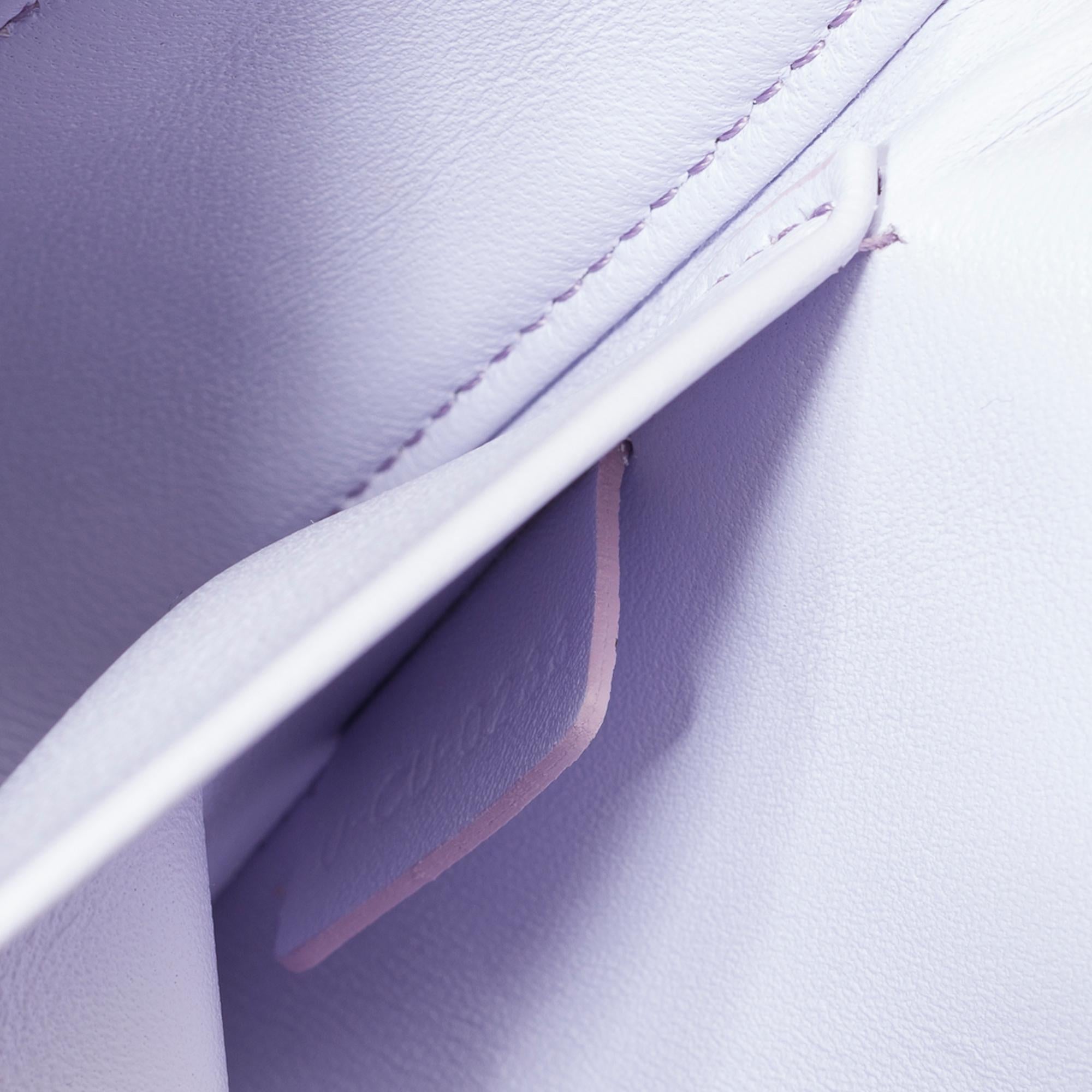 Celine Triomphe shoulder flap bag in satin lilac calf leather, GHW For Sale 3
