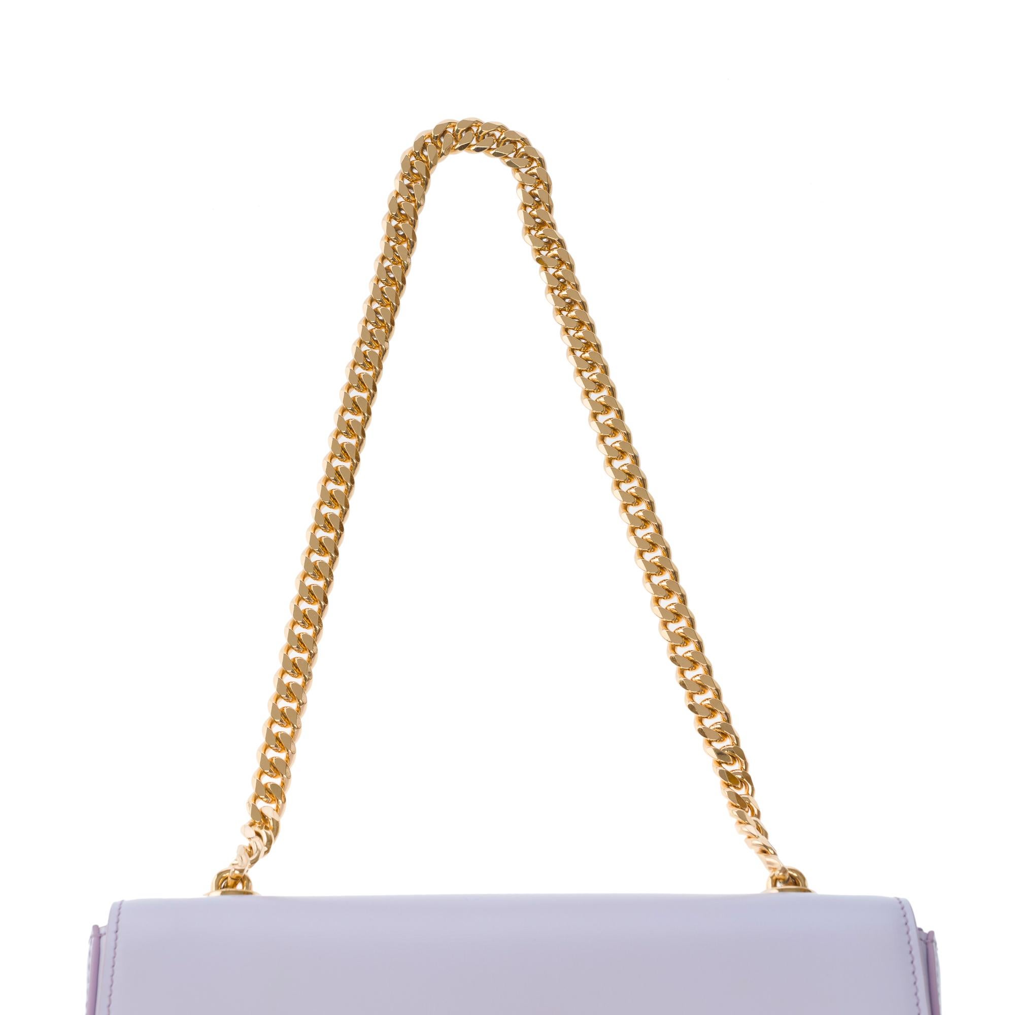 Celine Triomphe shoulder flap bag in satin lilac calf leather, GHW For Sale 5