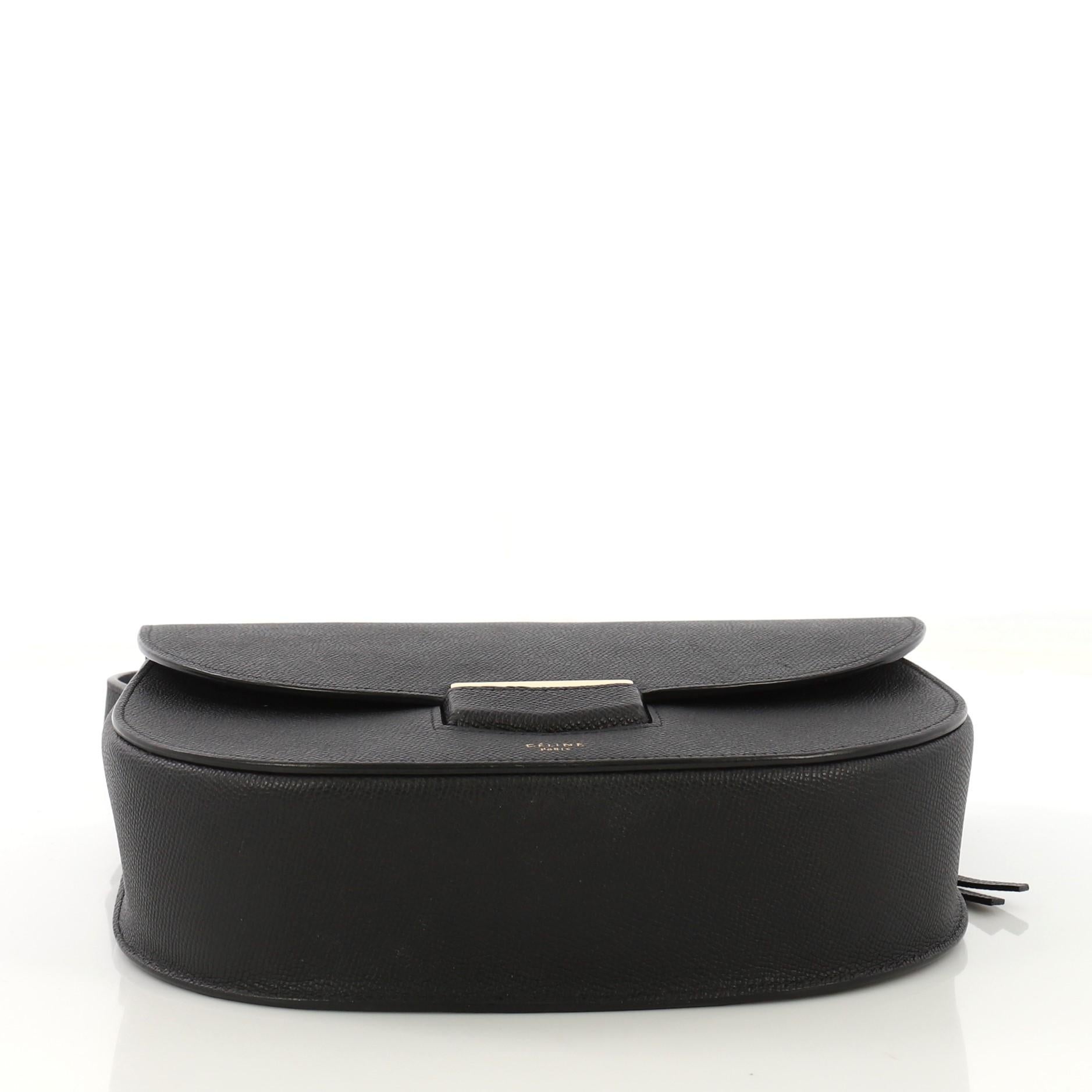 Black Celine Trotteur Crossbody Bag Grainy Leather Medium