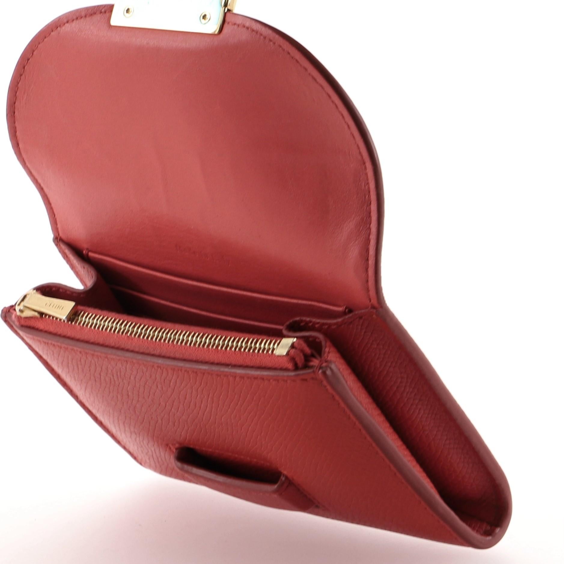 Beige Celine Trotteur Flap Wallet Leather Small Red