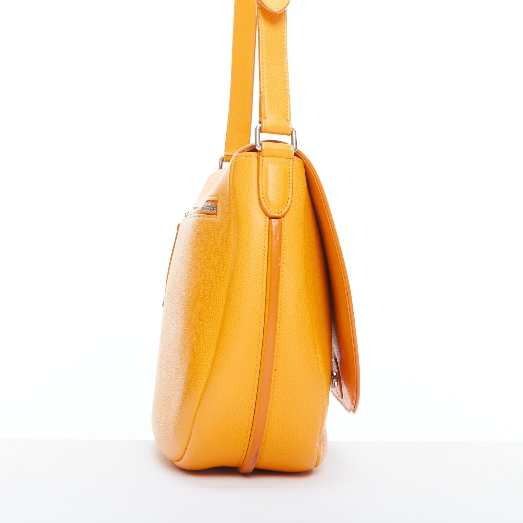 CELINE Trotteur Messenger yellow marigold half moon crossbody bag In Good Condition For Sale In Hong Kong, NT