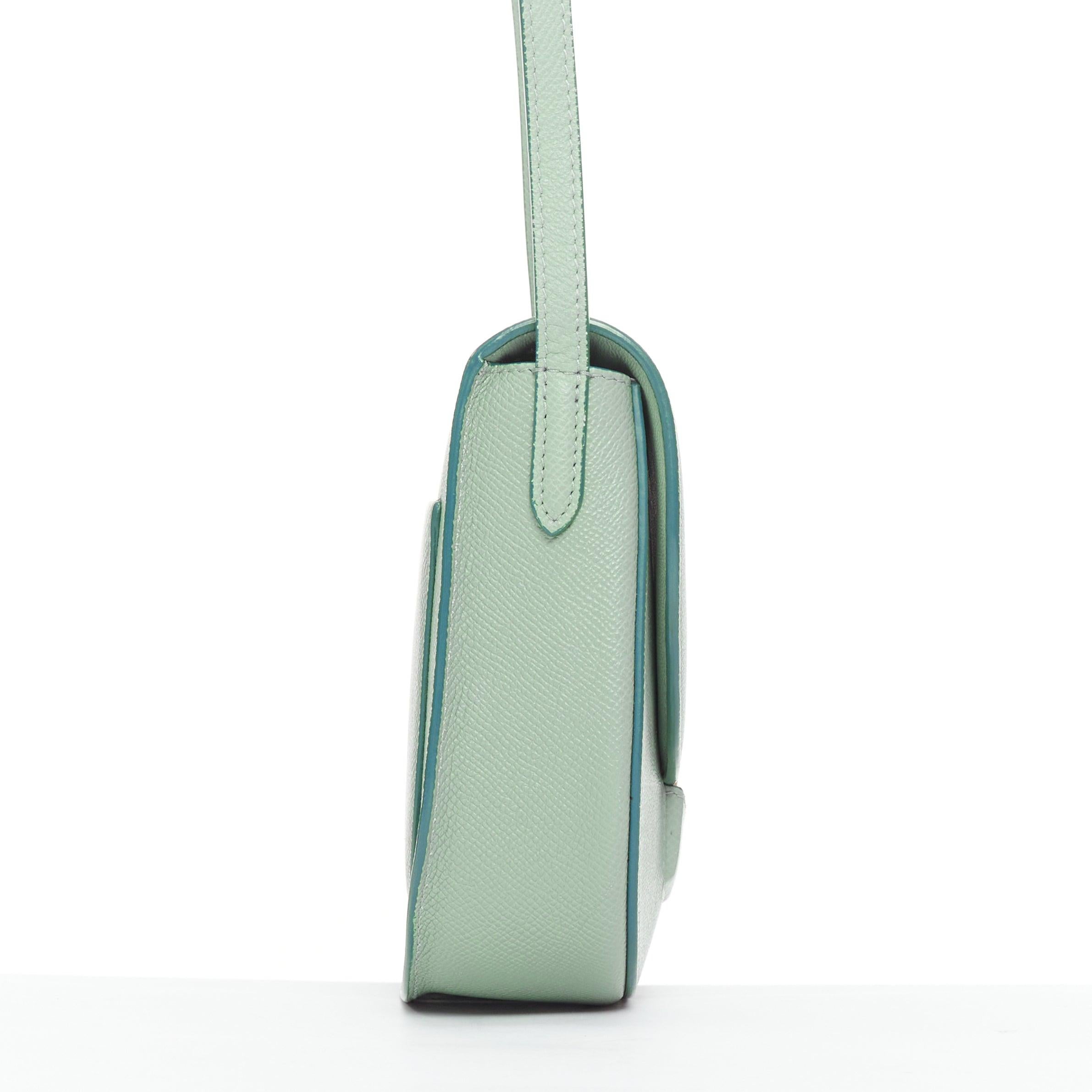 CELINE Trotteur mint green grained leather gold hardware small crossbody bag In Good Condition In Hong Kong, NT