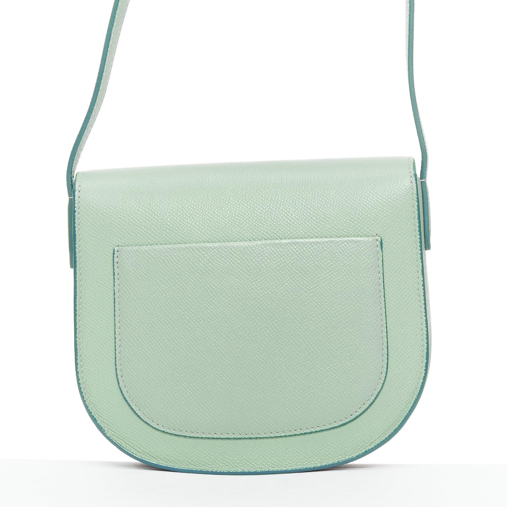 Women's CELINE Trotteur mint green grained leather gold hardware small crossbody bag