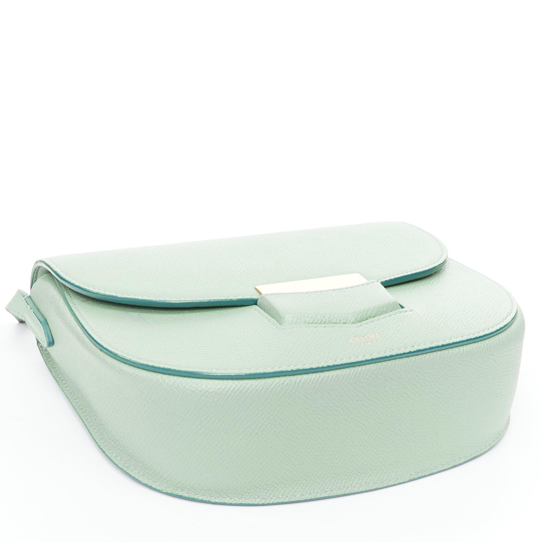 CELINE Trotteur mint green grained leather gold hardware small crossbody bag 1