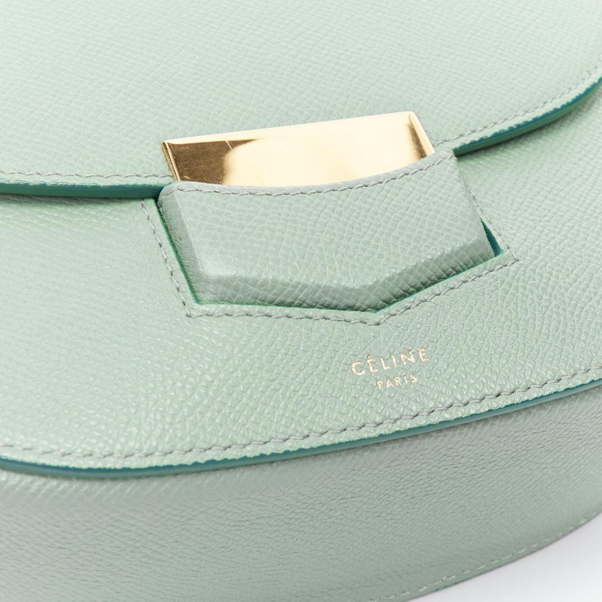 CELINE Trotteur mint green grained leather gold hardware small crossbody bag 2