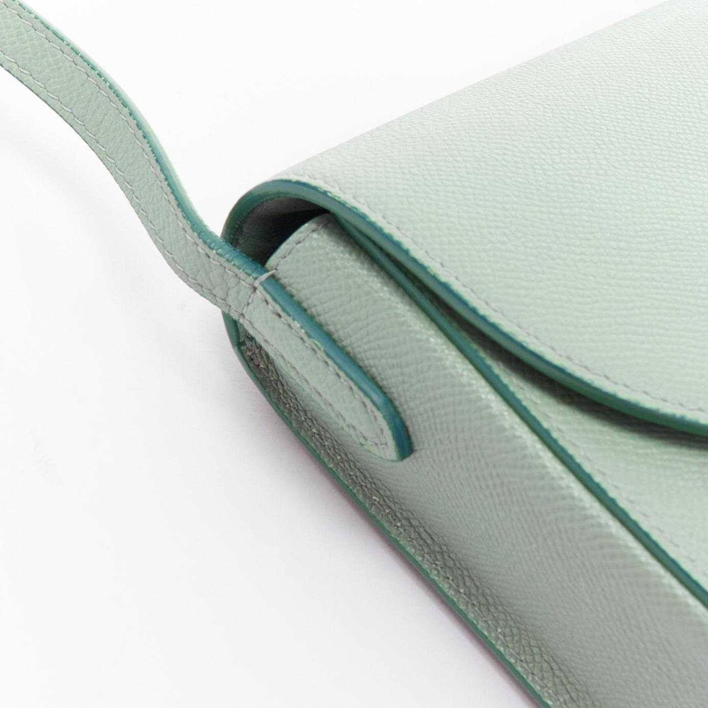 CELINE Trotteur mint green grained leather gold hardware small crossbody bag 3