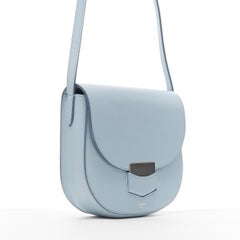 CELINE Trotteur pool light blue leather flap front rounded base  shoulder bag