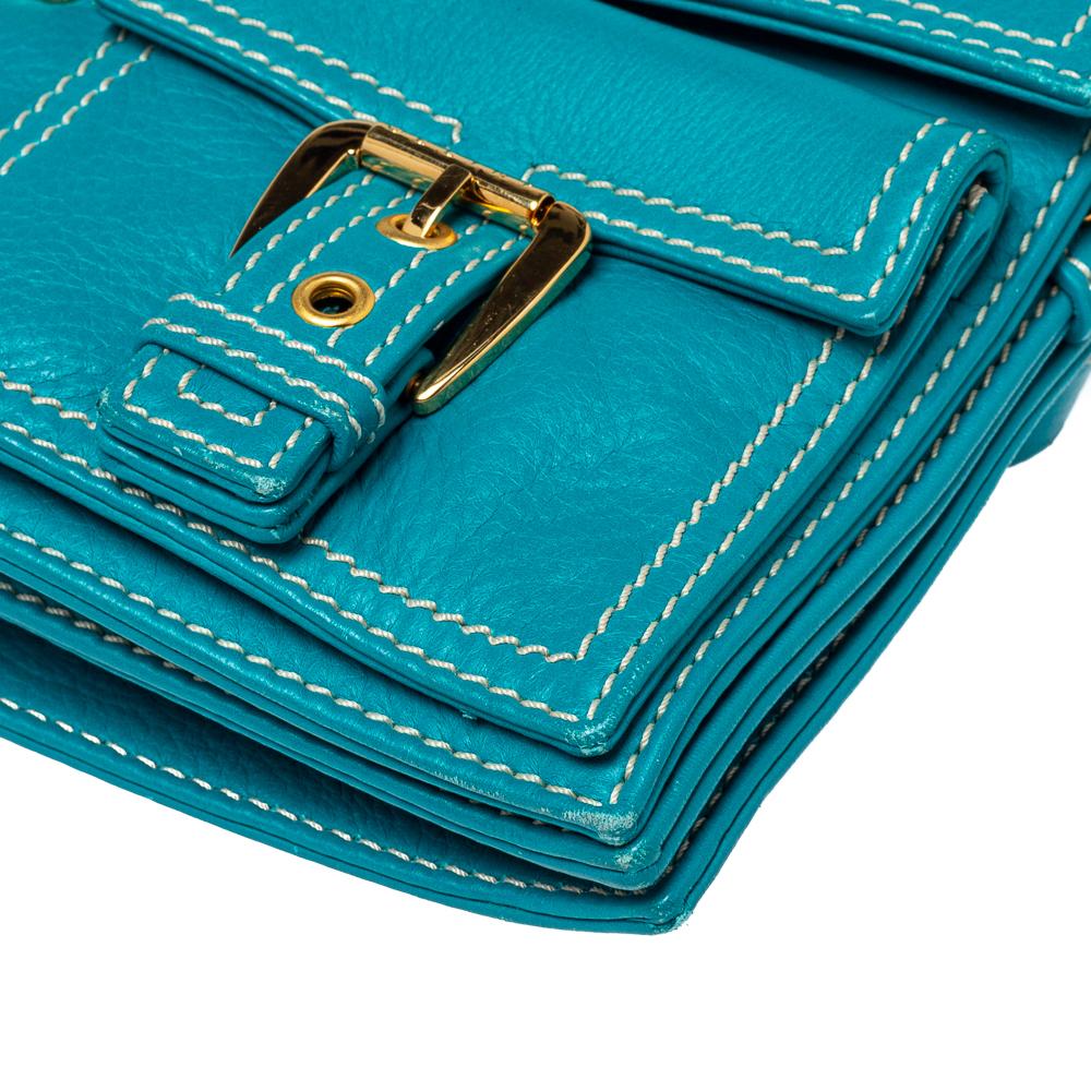 Celine Turquoise Leather Vintage Shoulder Bag 5