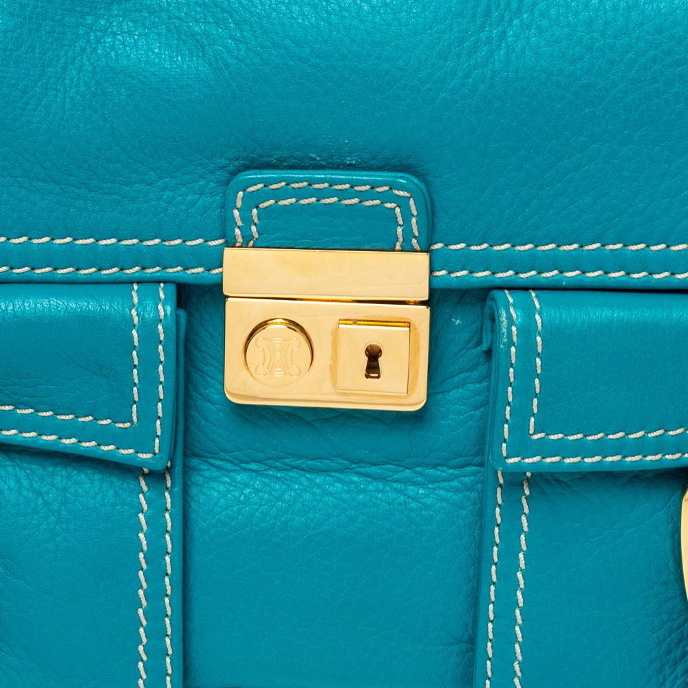 Celine Turquoise Leather Vintage Shoulder Bag 2