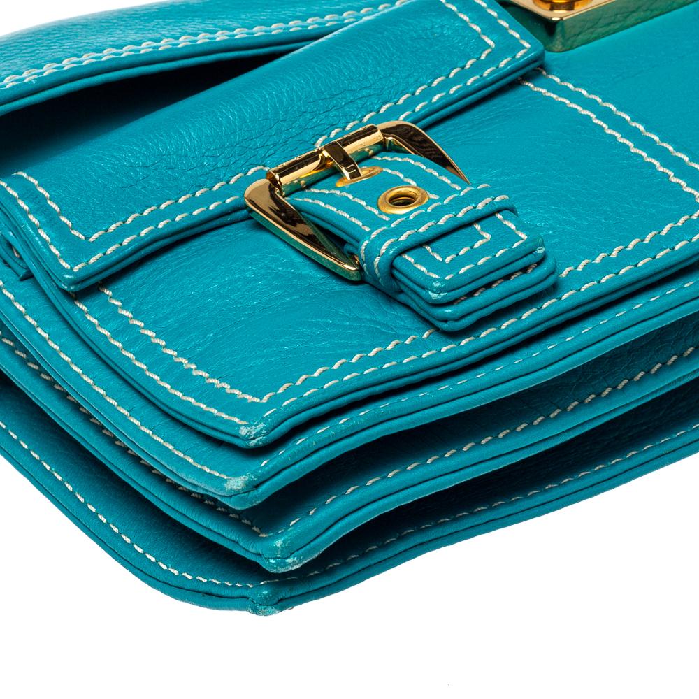 Celine Turquoise Leather Vintage Shoulder Bag 3