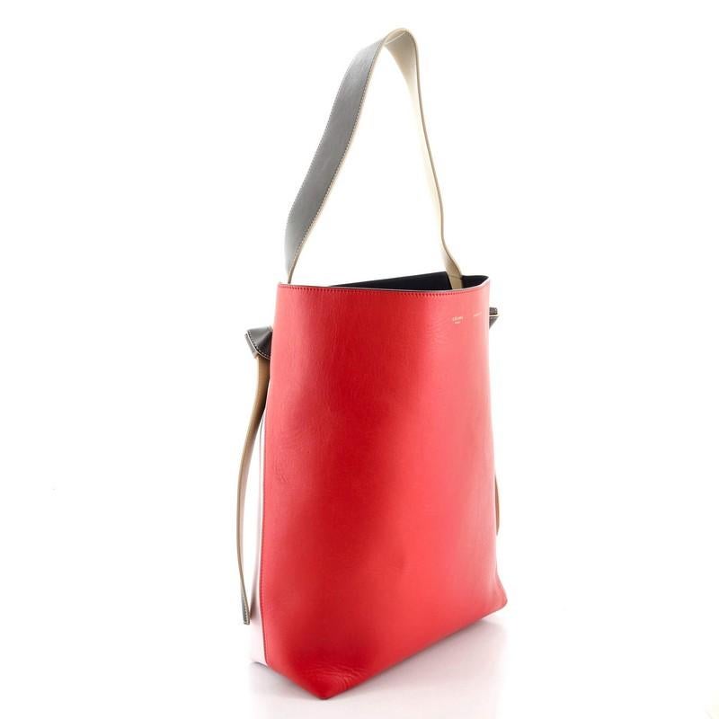 Red Celine Twisted Cabas Tote Calfskin Small