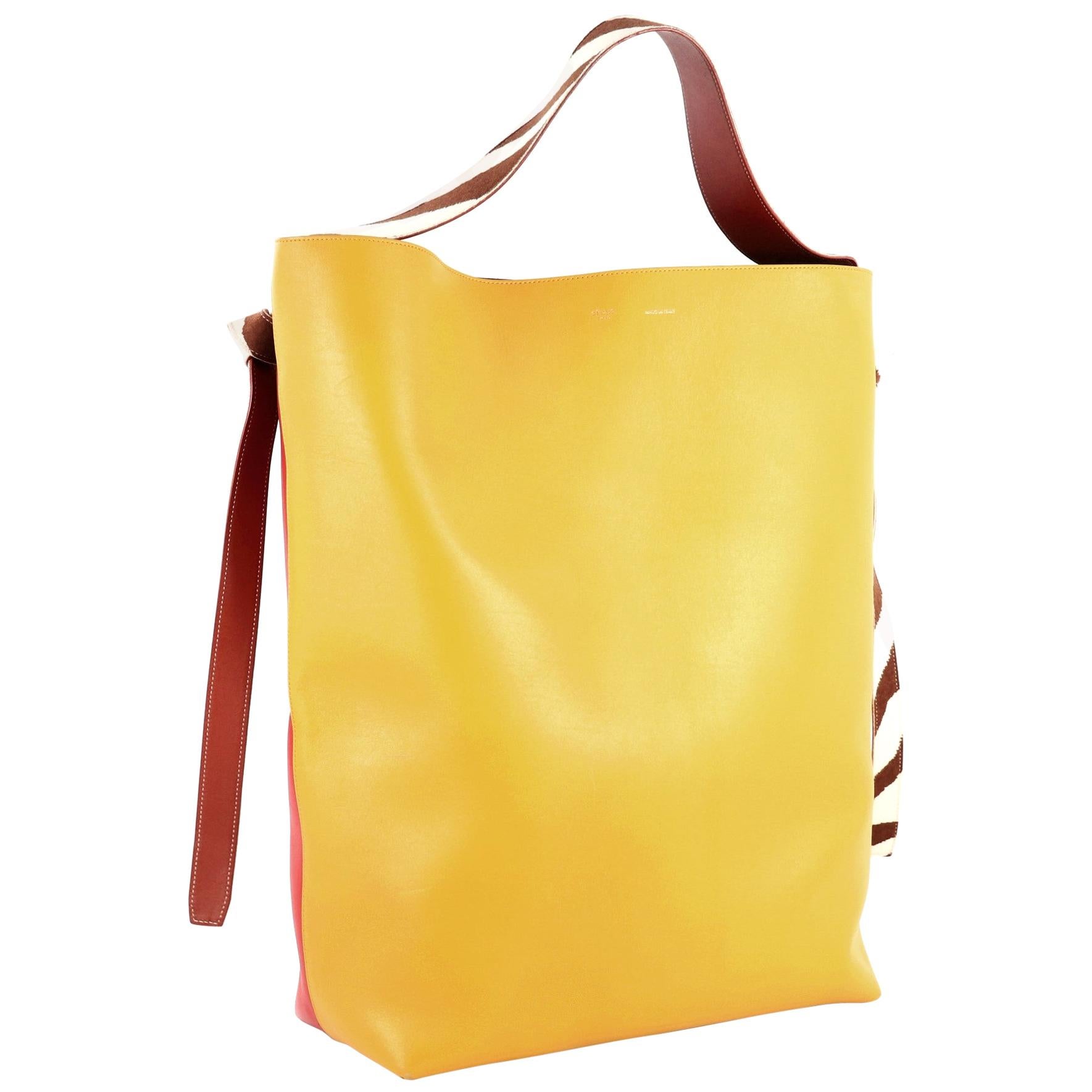 Celine Twisted Cabas Tote Leather with Felt Oversized
