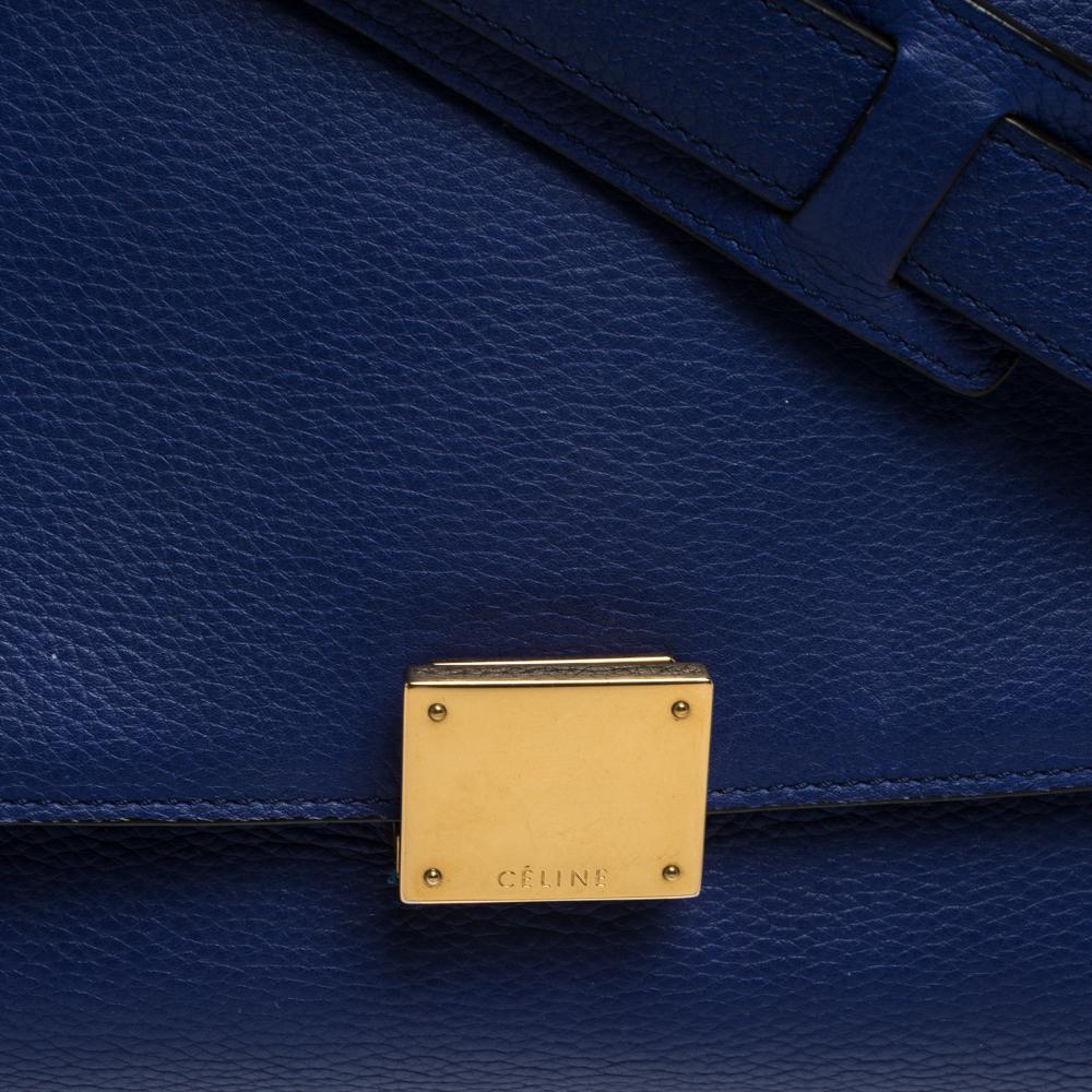 Celine Two Tone Blue Leather and Suede Medium Trapeze Bag In Fair Condition In Dubai, Al Qouz 2