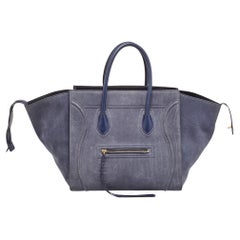 Used Celine Two Tone Blue Nubuck and Leather Medium Phantom Tote