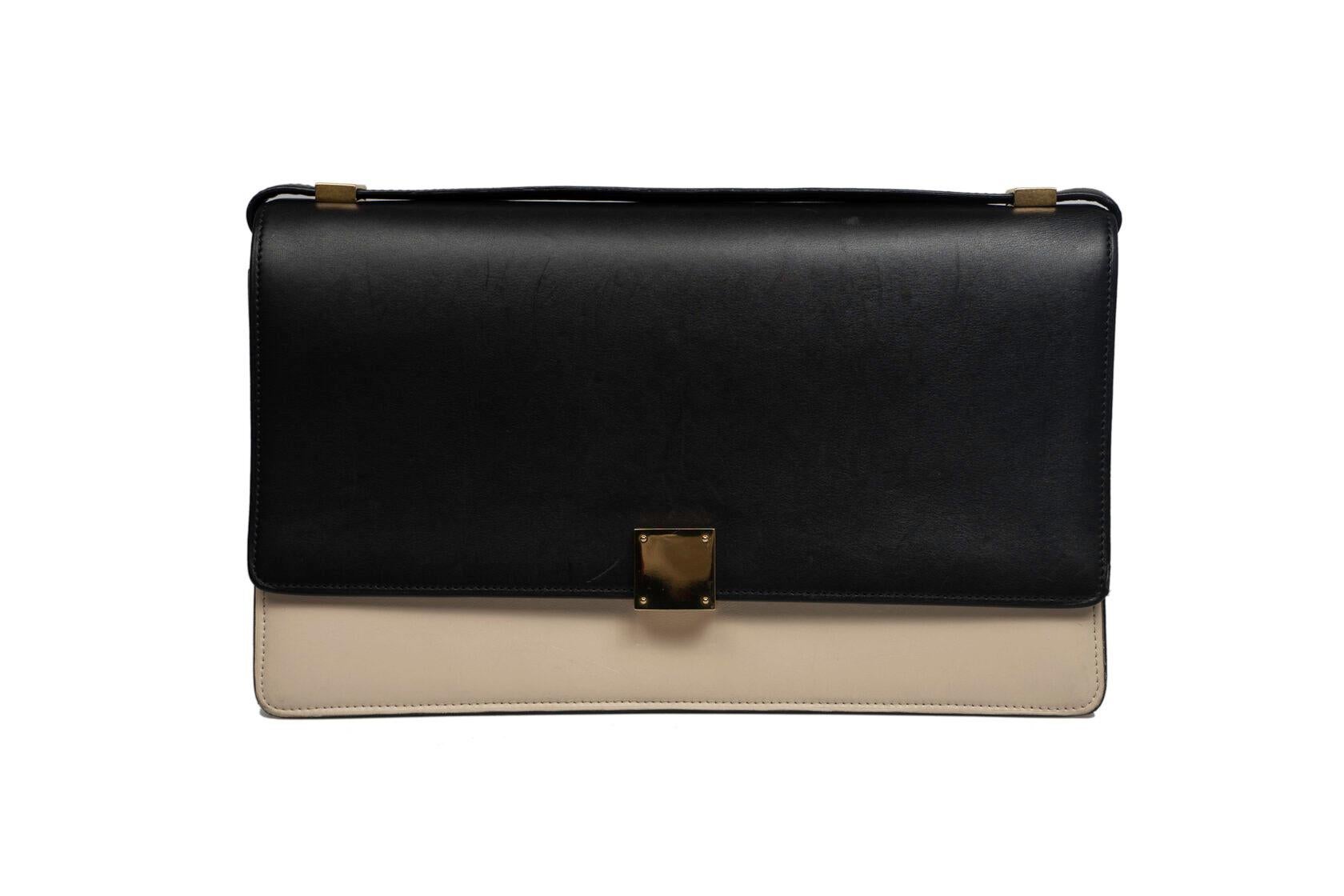 Celine Two Tone Calfskin Medium Case Flap Bag For Sale 6