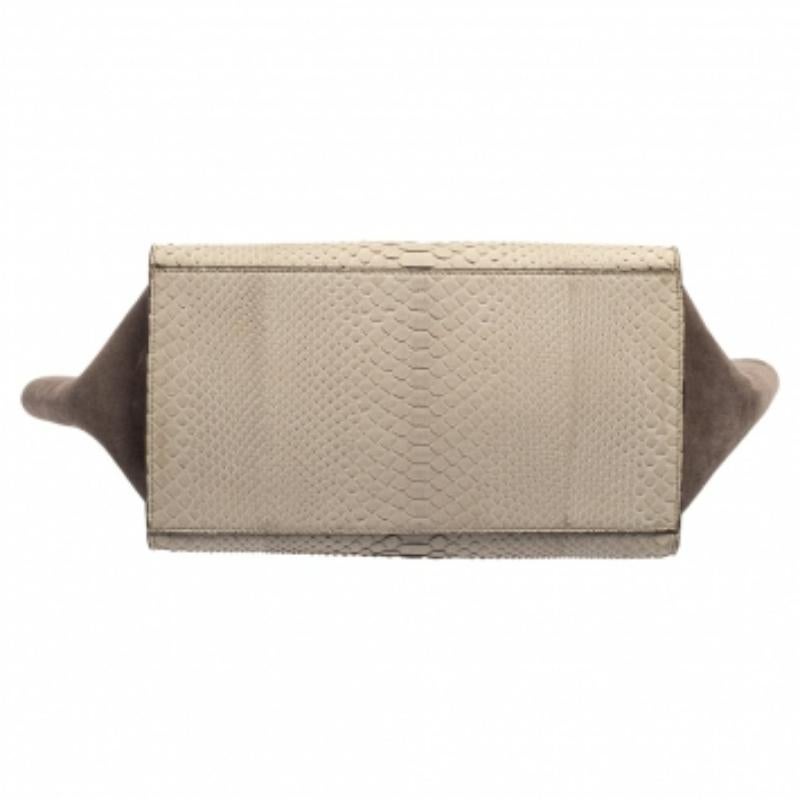 Celine Two Tone Grey Python and Suede Medium Trapeze Top Handle Bag For Sale 3