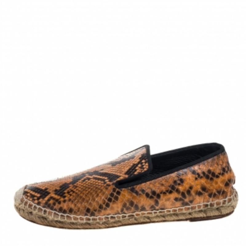 Celine Two Tone Python Leather Flat Espadrilles Size 37 For Sale