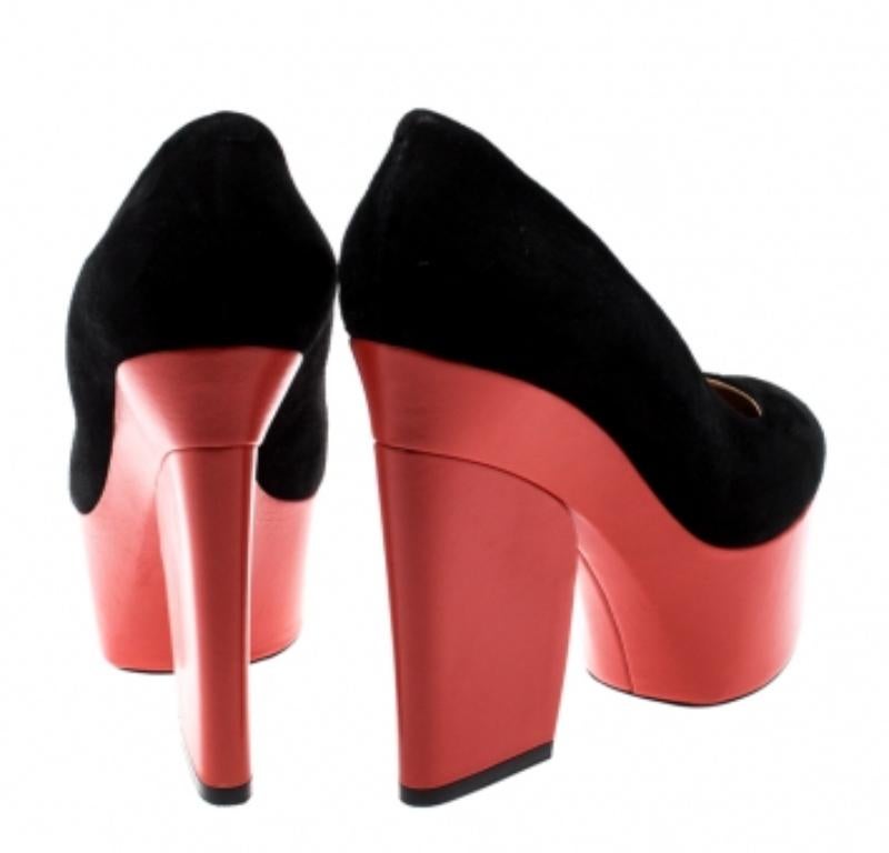 Celine zwei Ton Wildleder Plateau Pumps Größe 36 (Schwarz) im Angebot