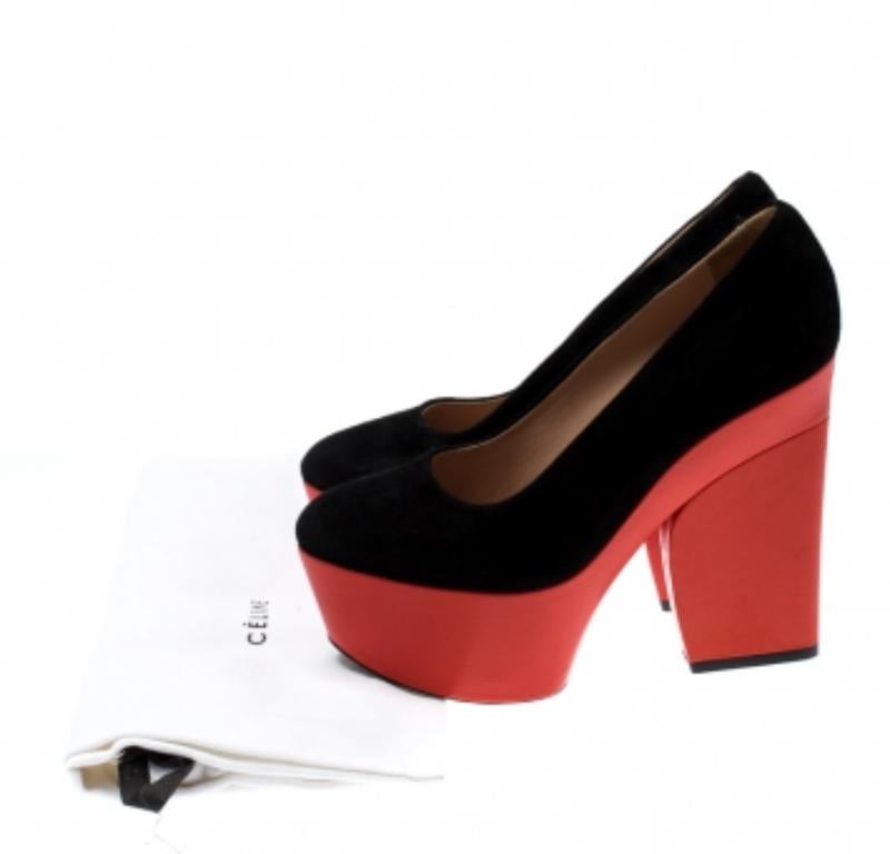 Celine zwei Ton Wildleder Plateau Pumps Größe 36 im Angebot 3