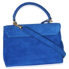 Celine Ultra Blue Suede Calfskin Teen Nino Top Handle Bag