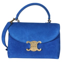 Celine Ultra Blue Suede Calfskin Teen Nino Top Handle Bag