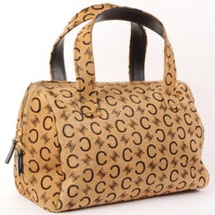 Celine Unborn Calf Macadam Pattern Handle Bag Camel