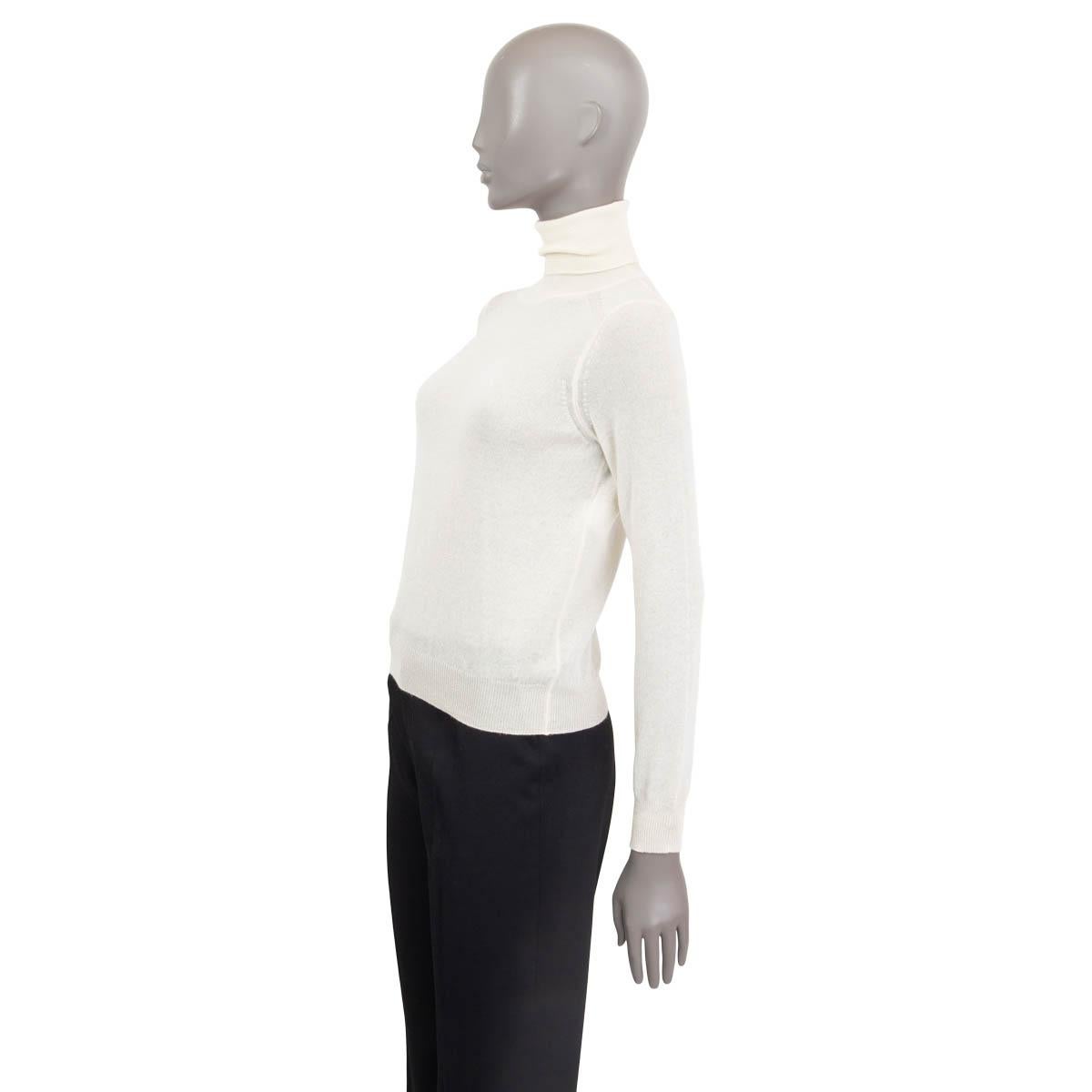 CELINE vanilla cashmere LIGHTWEIGHT Turtleneck Sweater XS In Excellent Condition In Zürich, CH