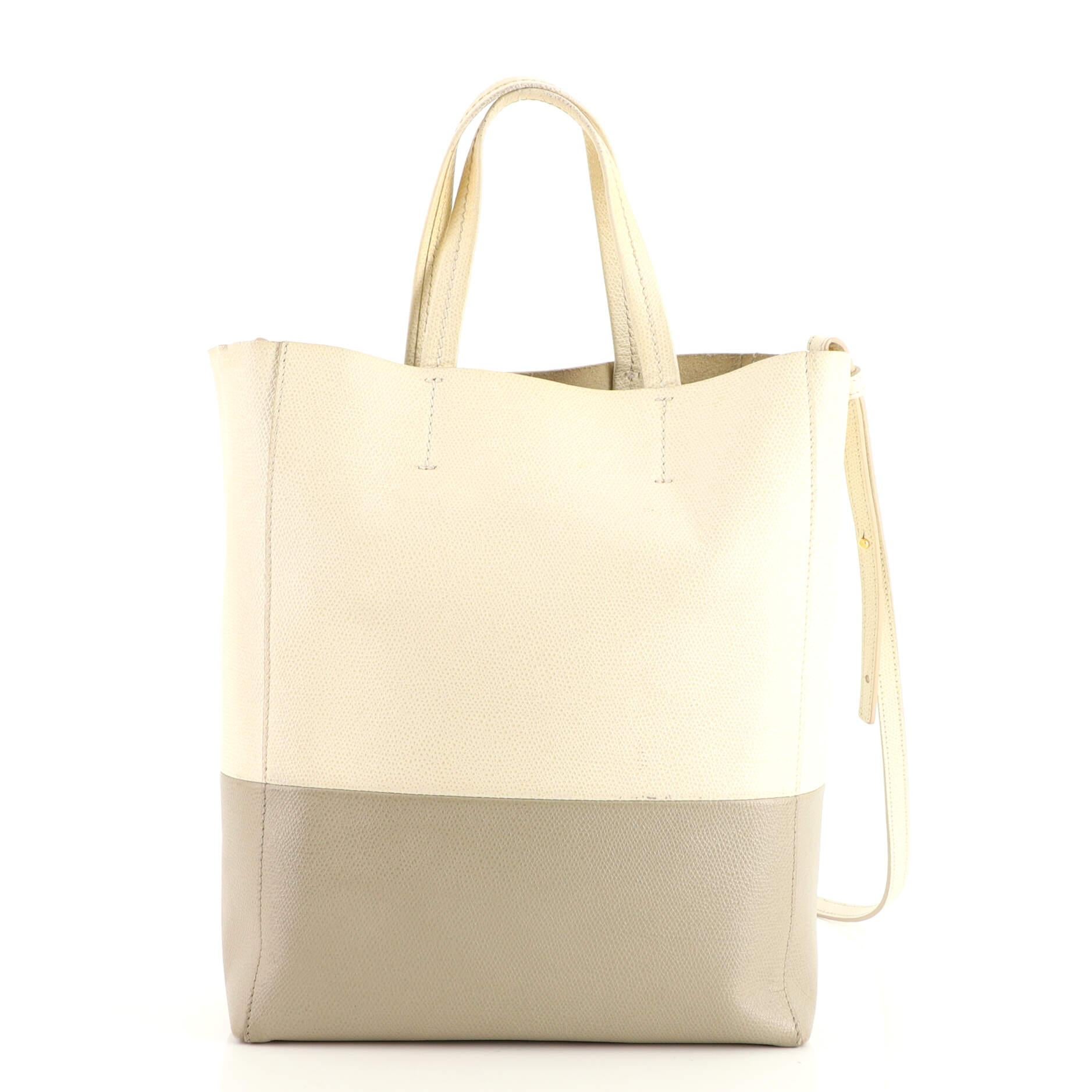 Celine Vertical Bi-Cabas Tote Grained Calfskin Small In Good Condition In NY, NY