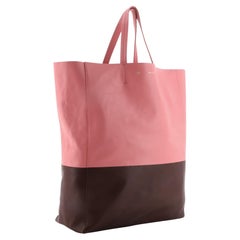 Celine Vertical Bi-Cabas Tote Leather Large Pink Red Leather