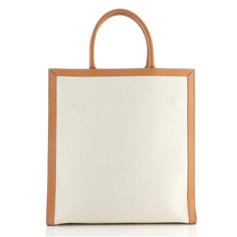 Celine Vertical Cabas Tote Canvas with Leather Large In Good Condition In NY, NY