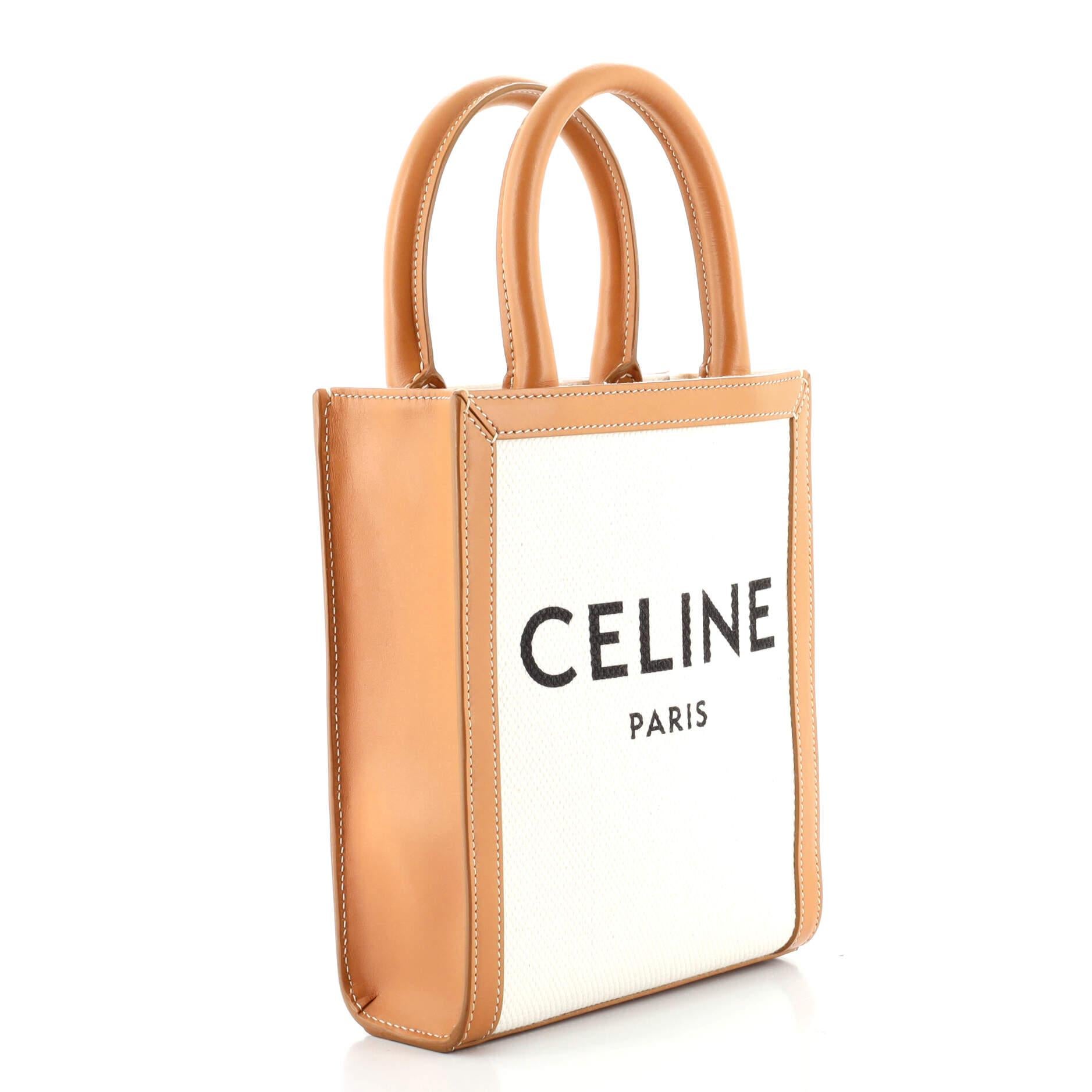 Celine Vertical Cabas Tote Canvas with Leather Mini