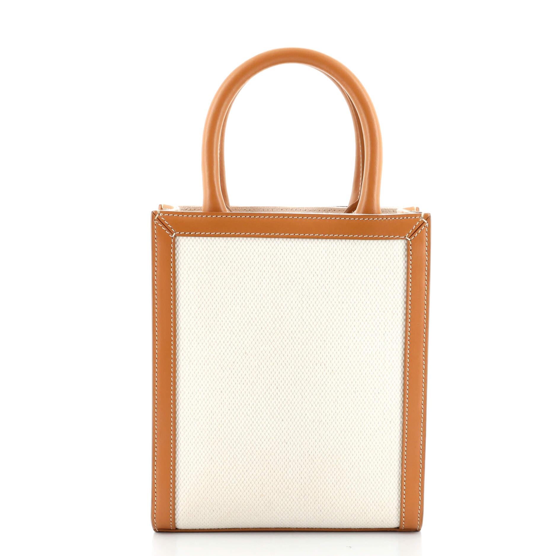 Vertical Cabas Tragetasche aus Segeltuch mit Leder Mini von Celine im Zustand „Gut“ in NY, NY