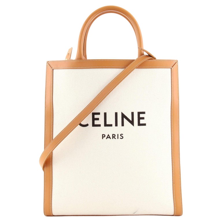 Celine Vertical Cabas Tote Canvas with Leather Small For Sale at 1stDibs