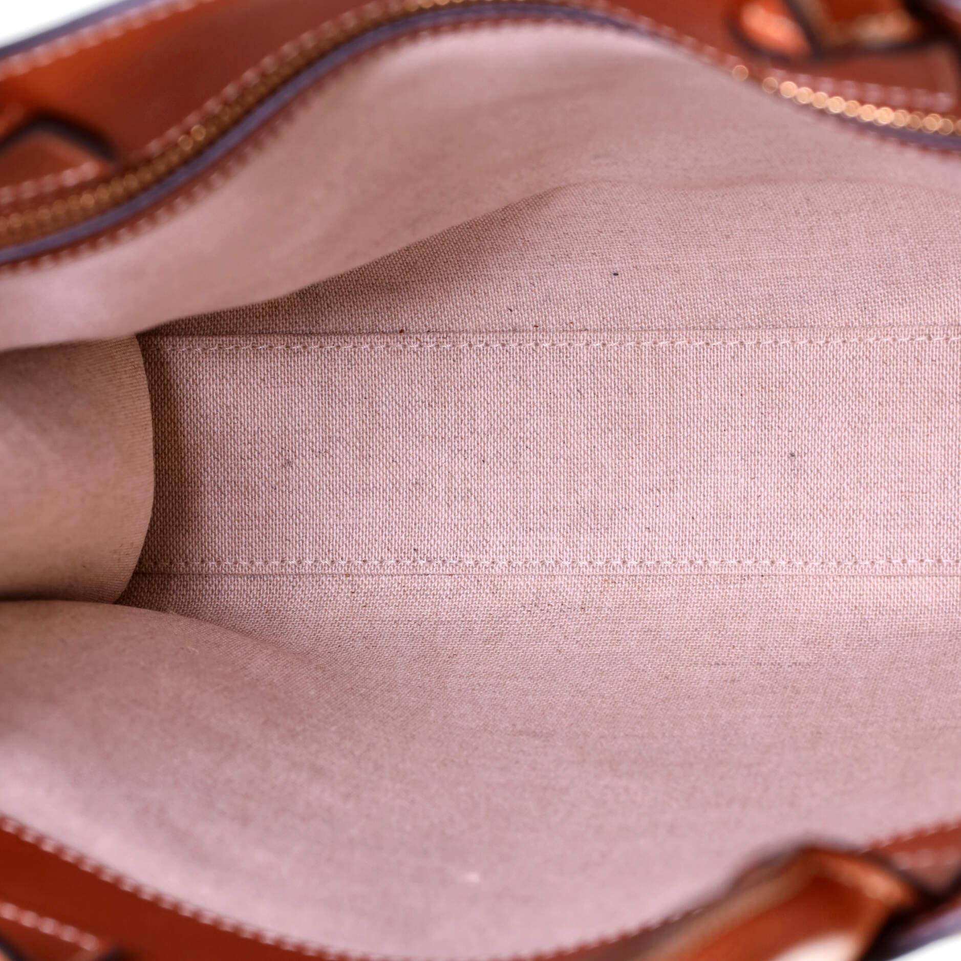 Brown Celine Vertical Cabas Tote Floral Jacquard with Leather Small