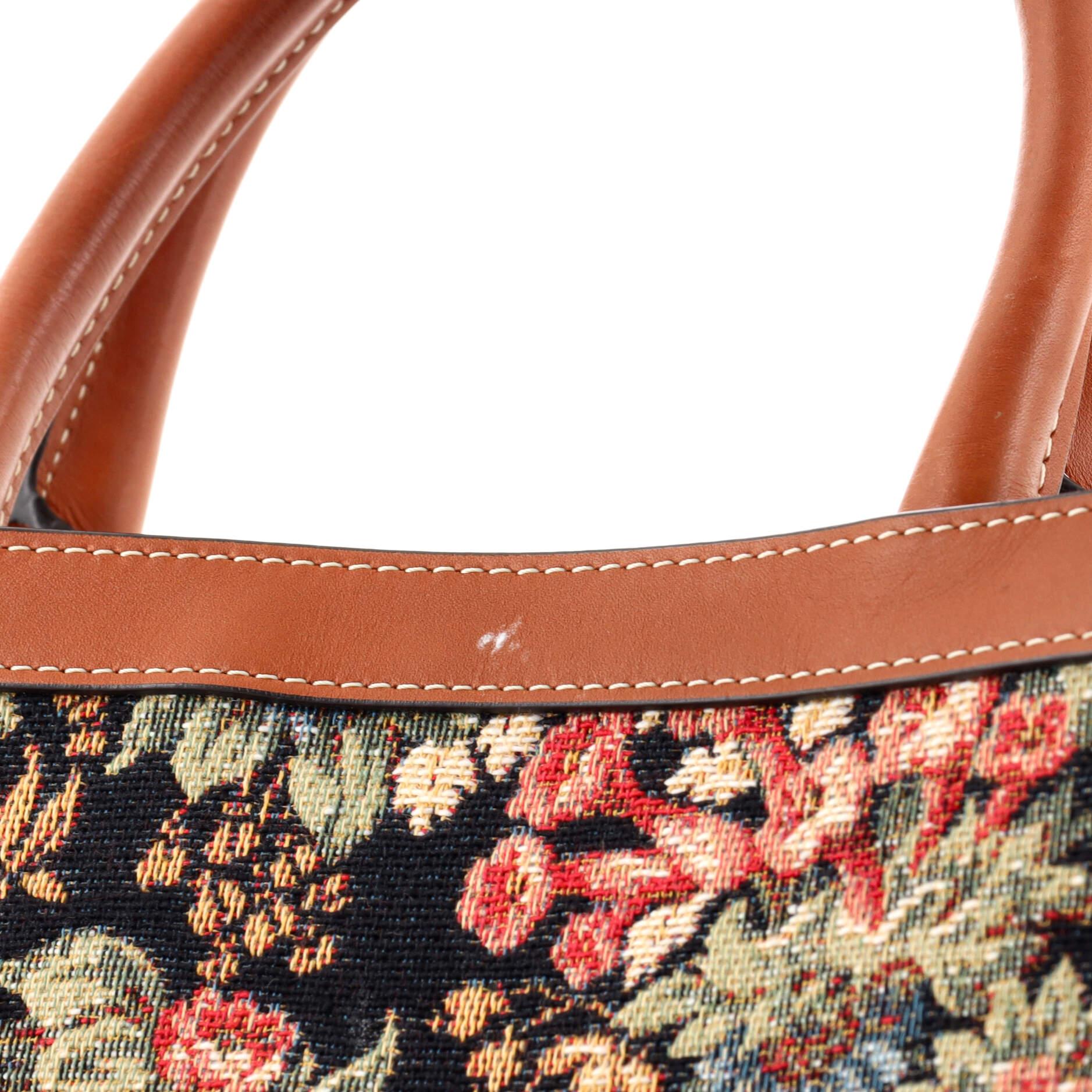 Celine Vertical Cabas Tote Floral Jacquard with Leather Small In Good Condition In NY, NY