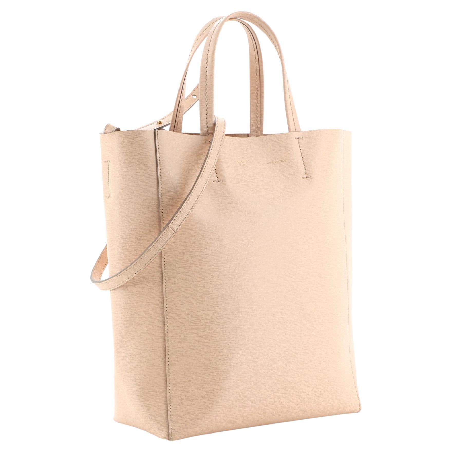 Celine Vertical Cabas Tote Grained Calfskin Small Pink For Sale