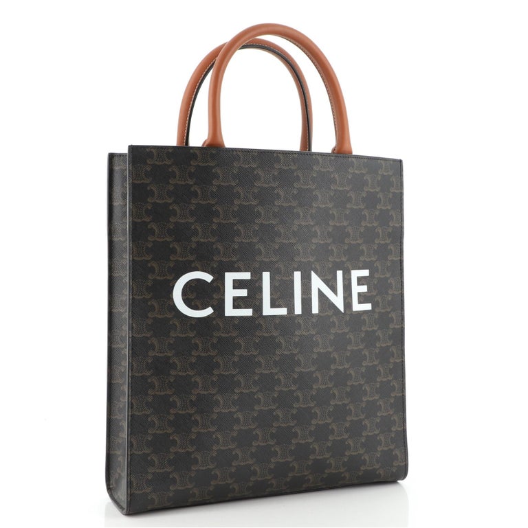 Celine Triomphe Vertical Cabas Black Monogram Canvas Tote