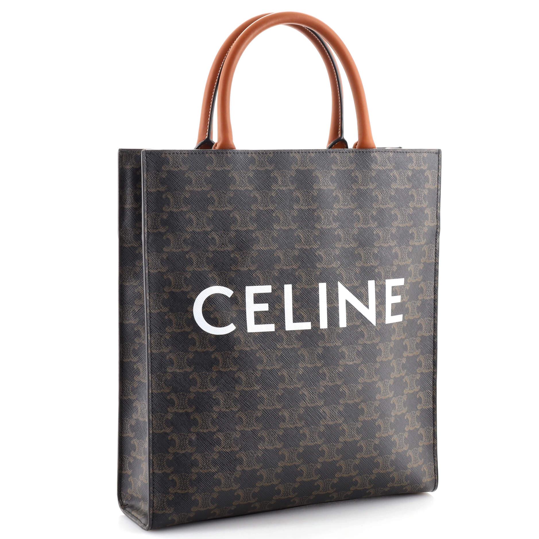 Black Celine Vertical Cabas Tote Triomphe Coated Canvas Small