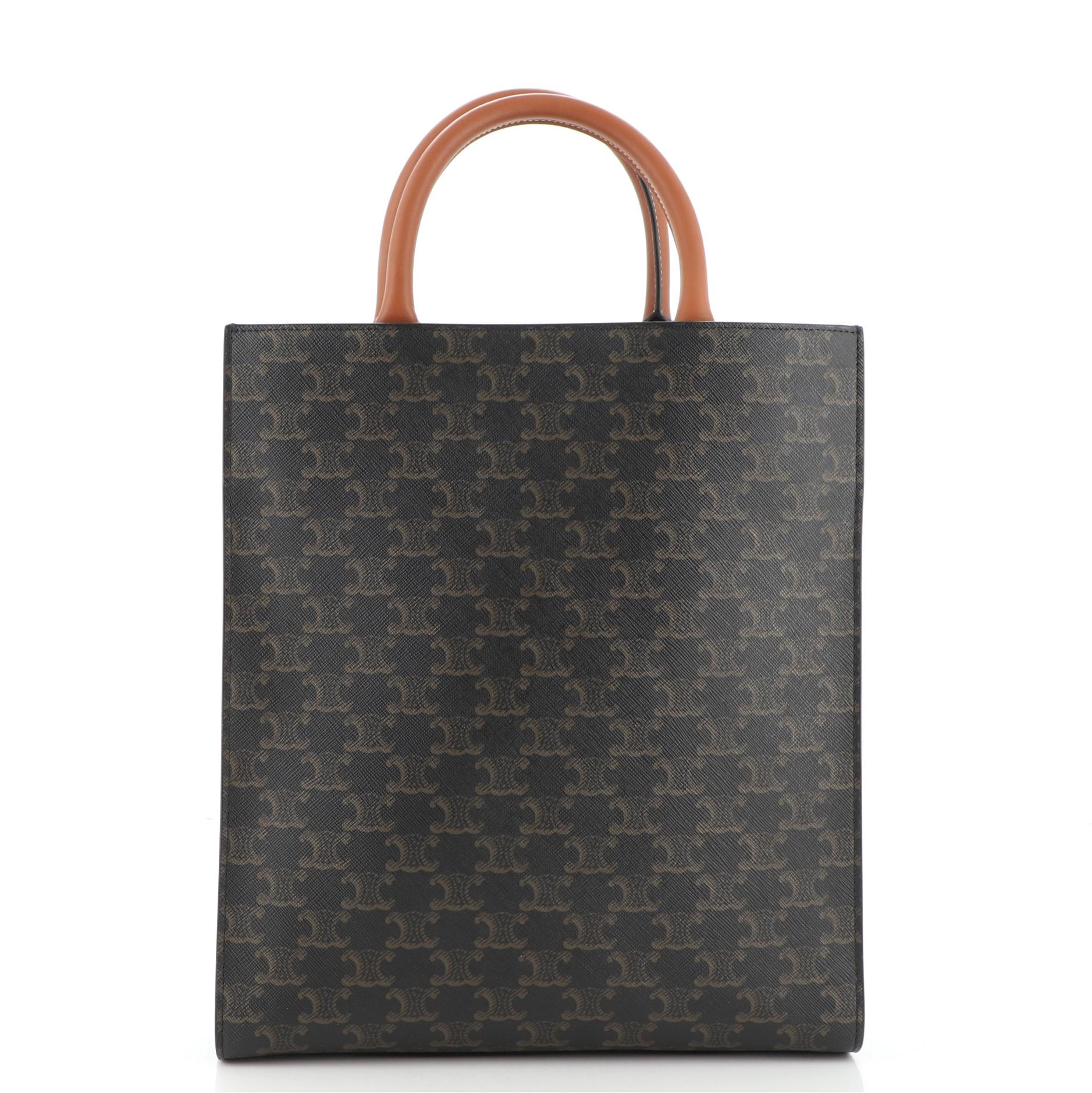 Black Celine Vertical Cabas Tote Triomphe Coated Canvas Small