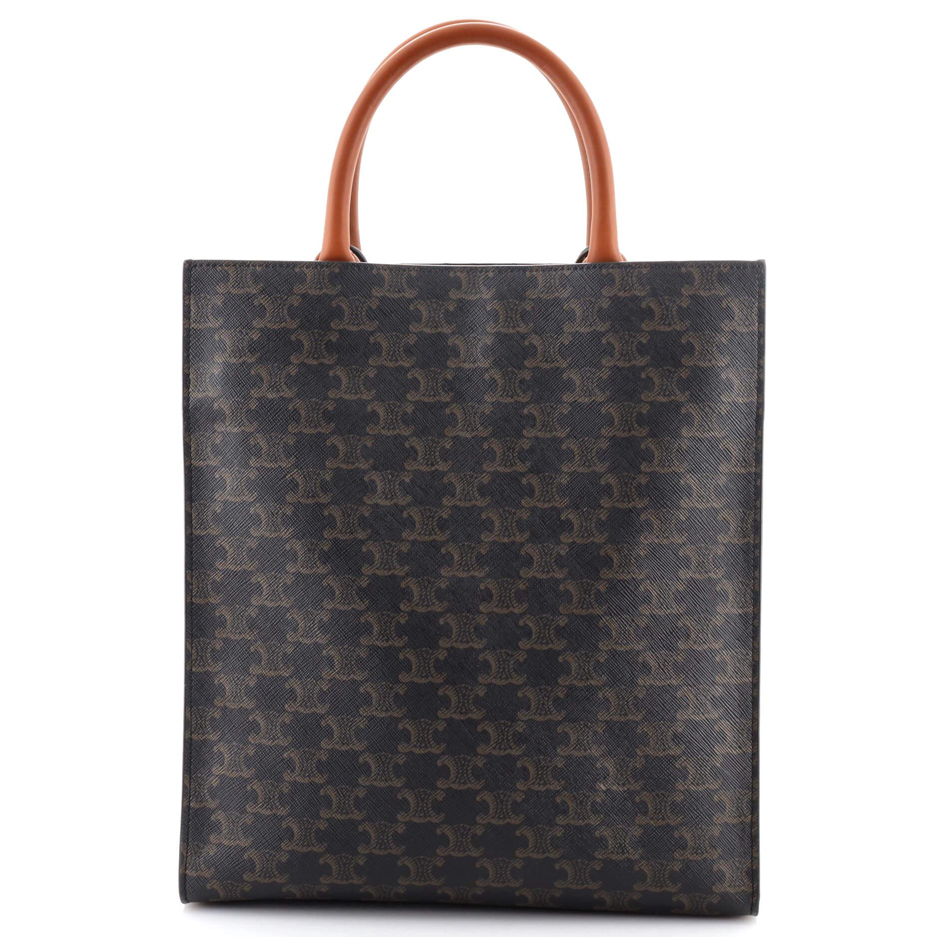 Celine Vertical Cabas Tote Triomphe Coated Canvas Small In Good Condition In NY, NY