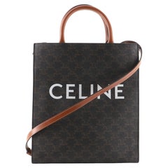 Celine Vertical Cabas Tote Triomphe Coated Canvas Small